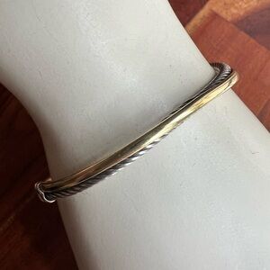 Vintage David Yurman Sterling Silver 18k Gold Crossover Bangle Bracelet Size M
